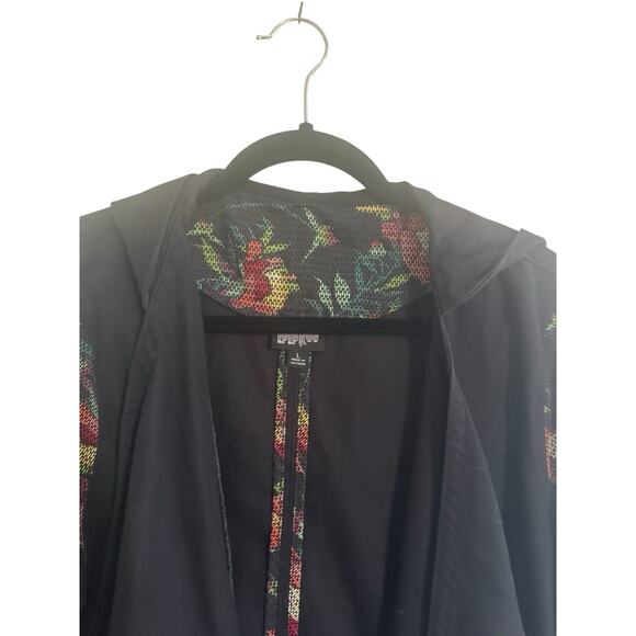 LuLaRoe Supply Size Large Hooded Jacket Canvas Floral Black Open Cardigan #5146 - Picture 5 of 14